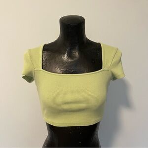 Lime green square neck crop top